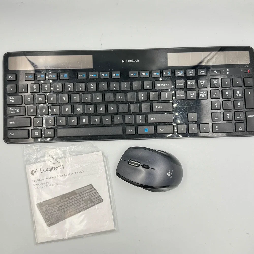 Logitech Keyboard and Mouse Bundle Black K750 Solar‎ M705 Wireless
